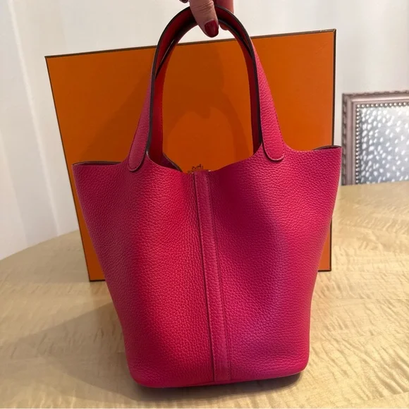 Hermes Picotin 22 Clemence, Rose Mexico, 2020 excellent condition, full set - Picture 2 of 12